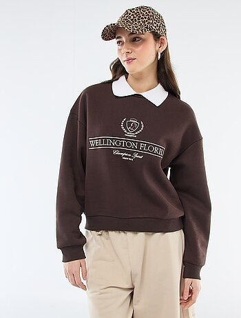 Felpa in french terry con colletto polo