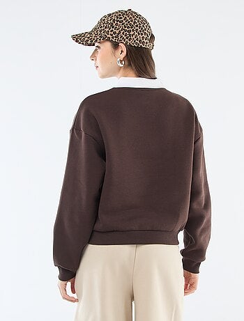 Felpa in french terry con colletto polo
