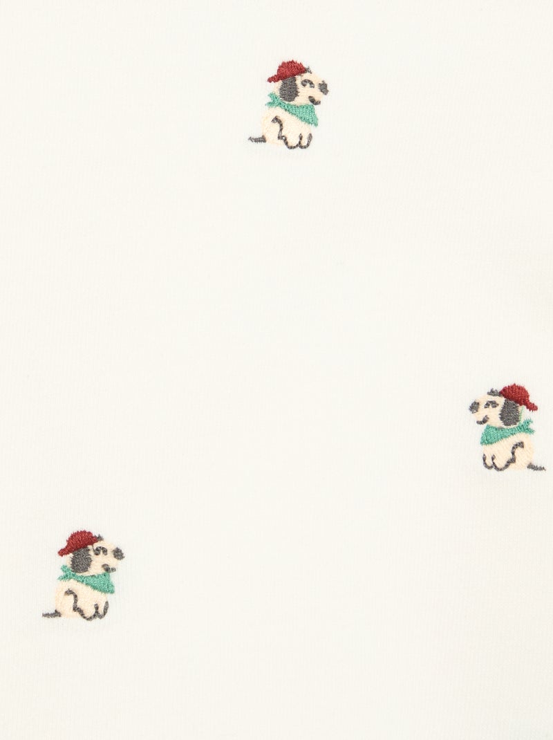 Felpa in French Terry con ricami Bianco - Kiabi