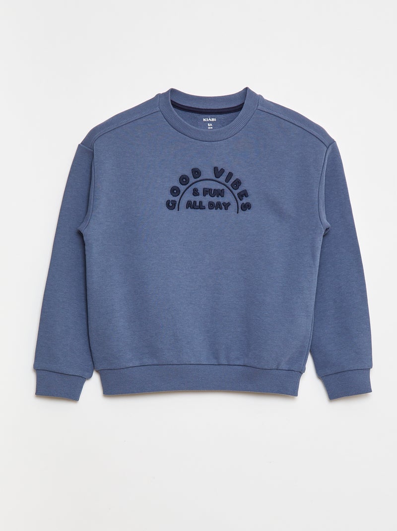 Felpa in french terry con scritta ricamata Blu - Kiabi