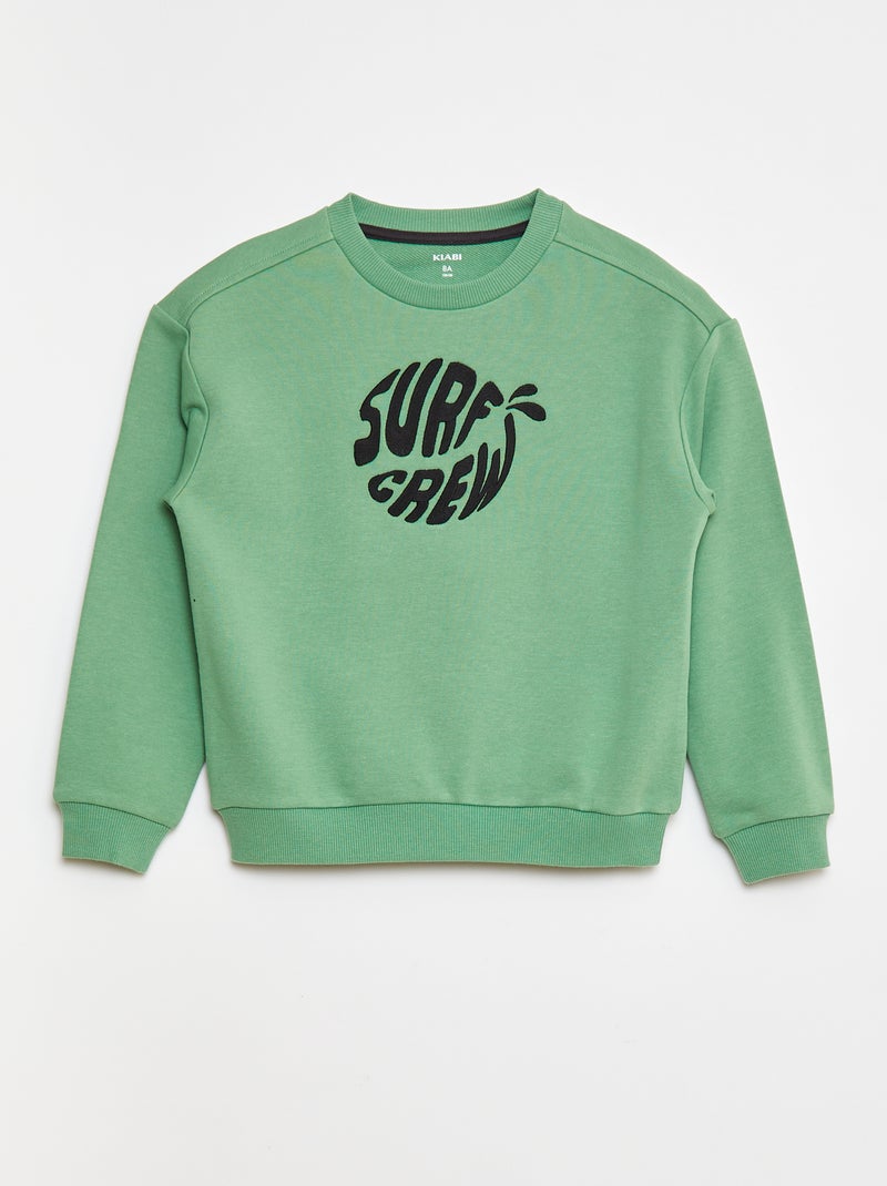 Felpa in french terry con scritta ricamata Verde - Kiabi