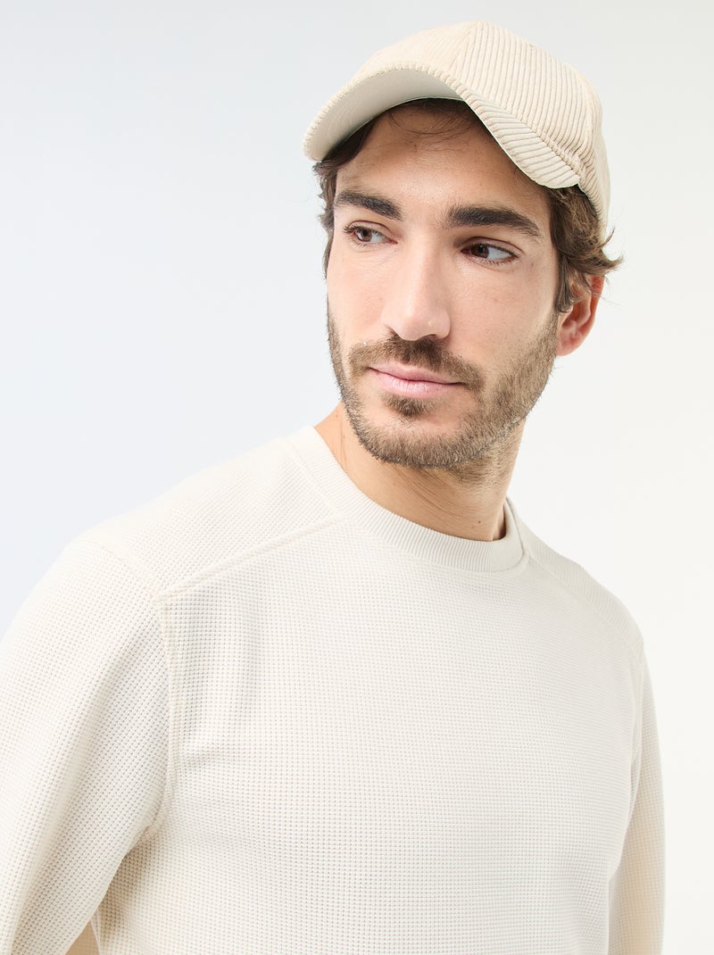 Felpa in maglia a nido d'ape Bianco - Kiabi