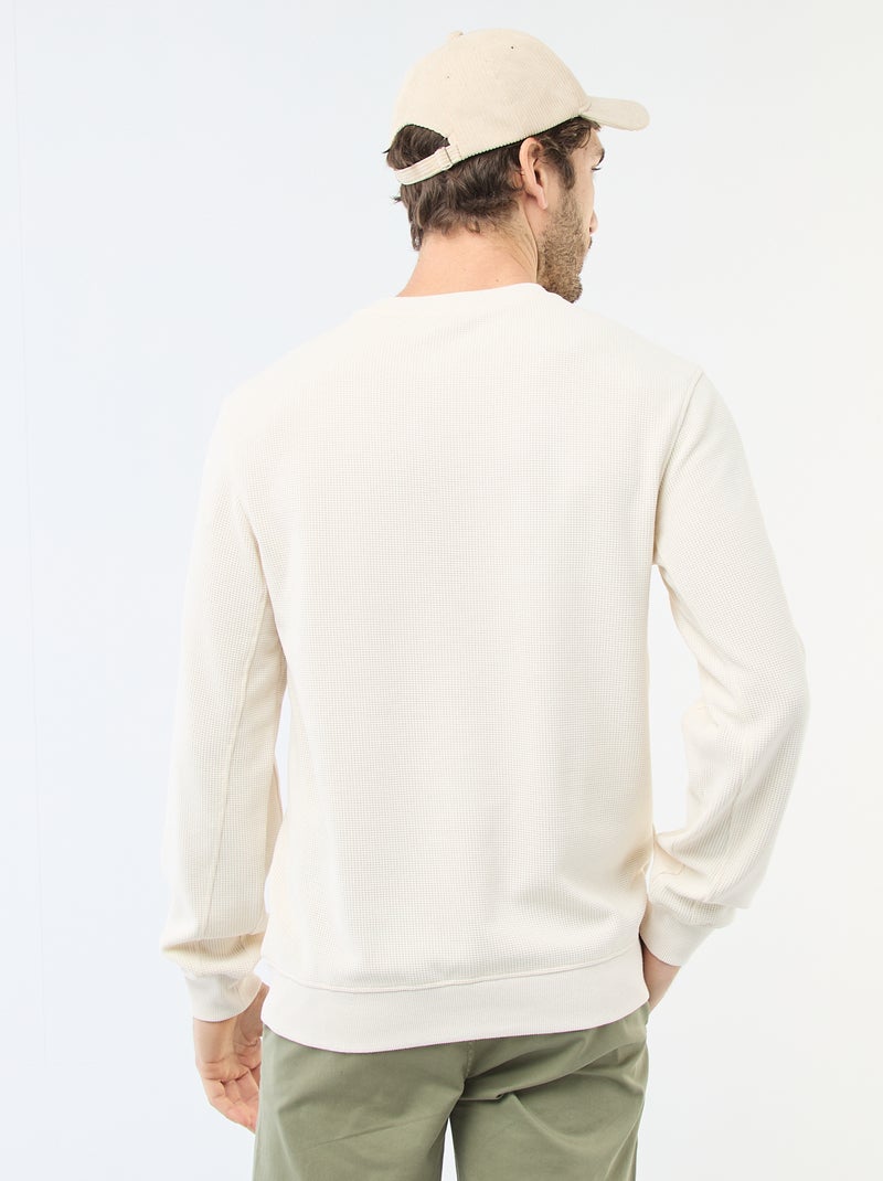Felpa in maglia a nido d'ape Bianco - Kiabi