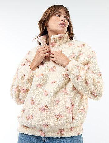 Felpa in maglia bouclé stampata