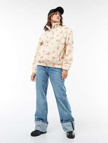 Felpa in maglia bouclé stampata