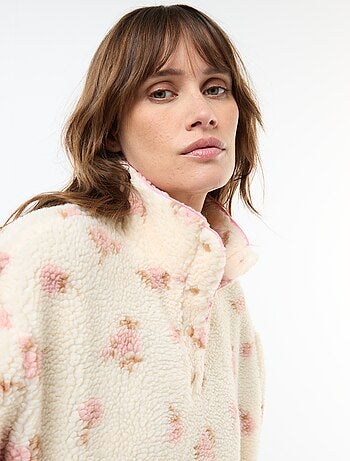 Felpa in maglia bouclé stampata
