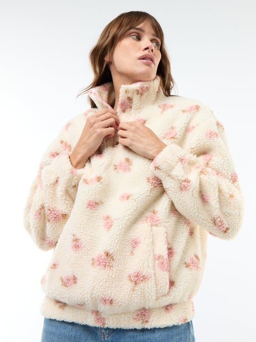 Felpa in maglia bouclé stampata - Kiabi