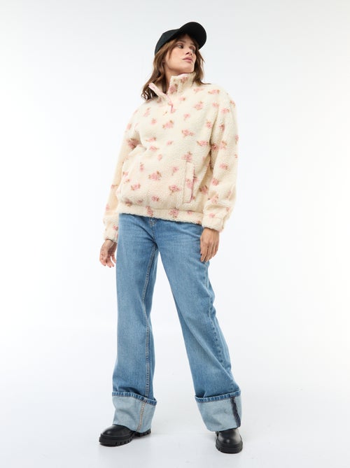 Felpa in maglia bouclé stampata - Kiabi