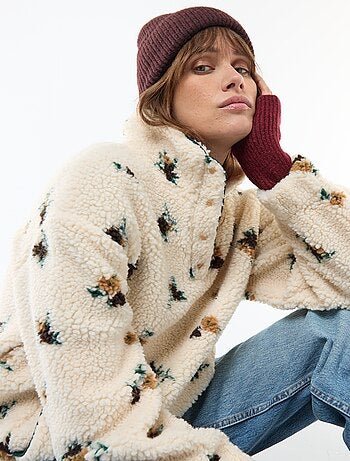 Felpa in maglia bouclé stampata