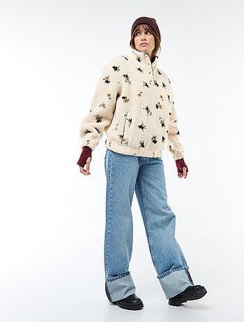 Felpa in maglia bouclé stampata