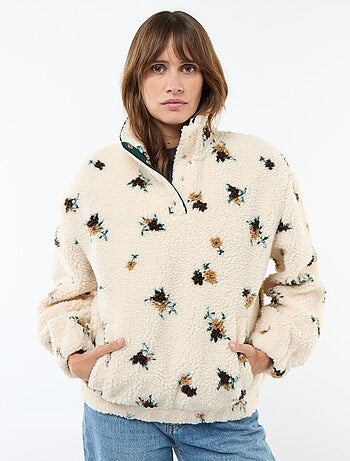 Felpa in maglia bouclé stampata