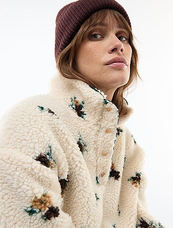 Felpa in maglia bouclé stampata