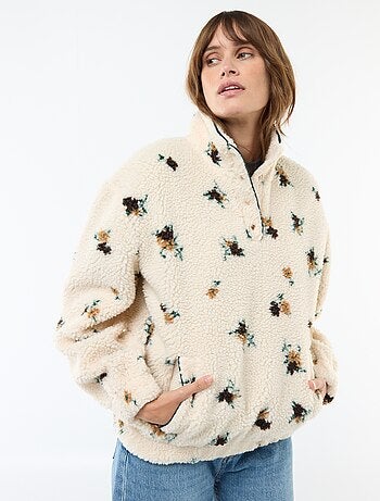 Felpa in maglia bouclé stampata
