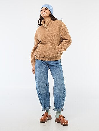 Felpa in maglia bouclé stampata