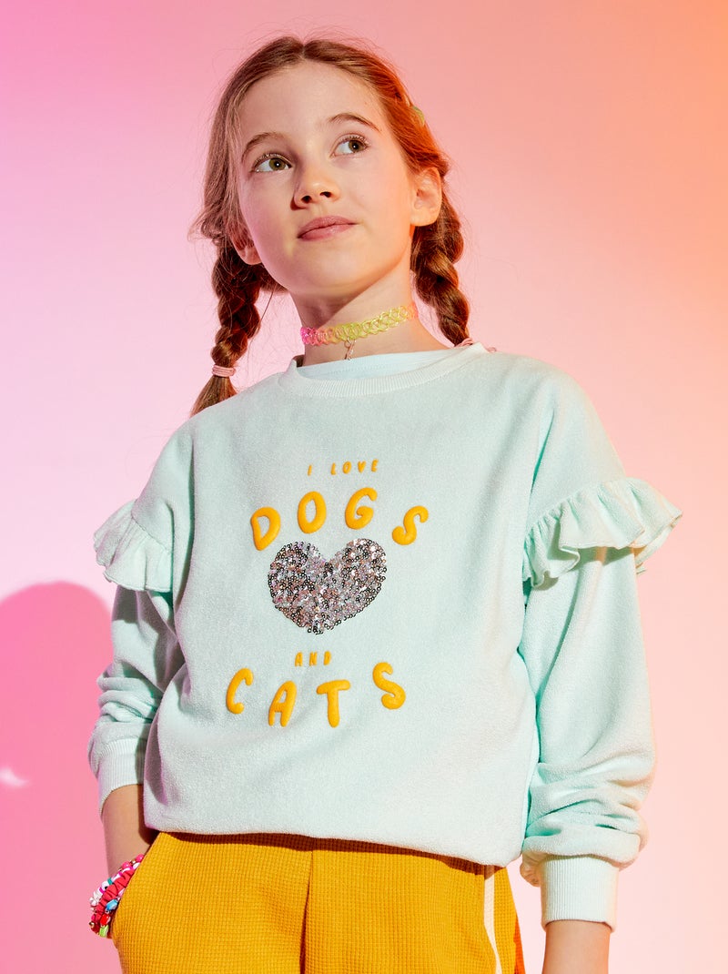 Felpa in maglia bouclette BLU - Kiabi
