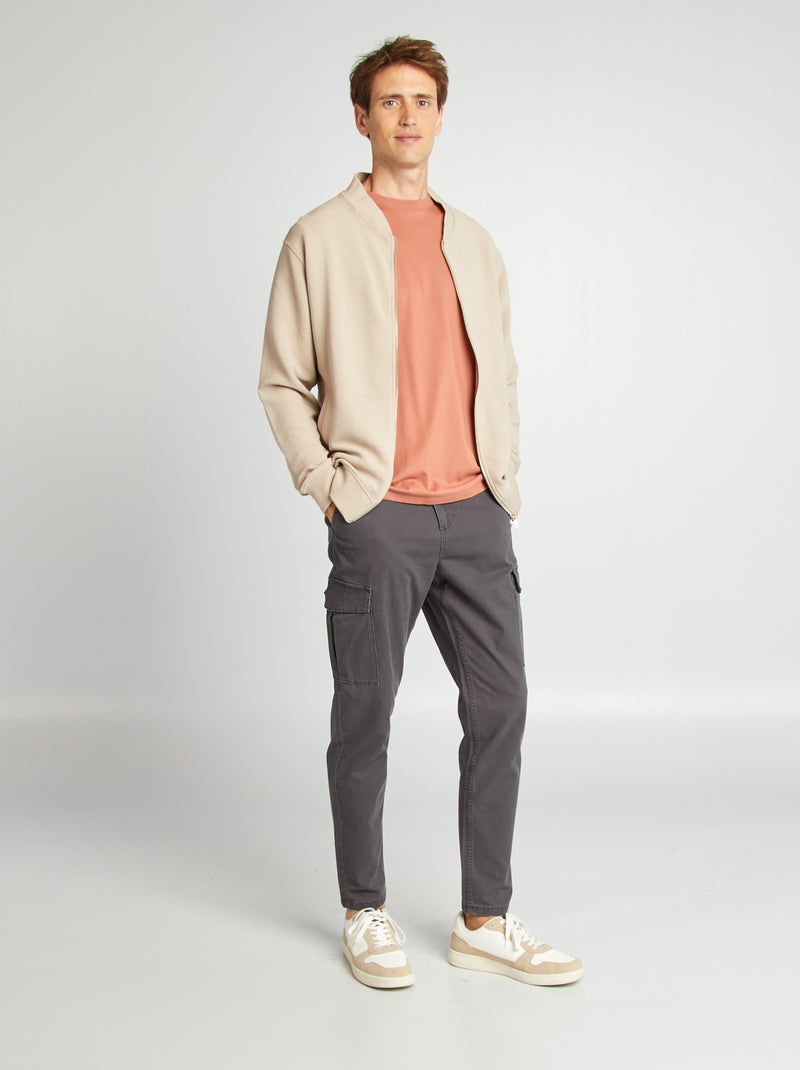 Felpa in maglia con apertura con zip BEIGE - Kiabi