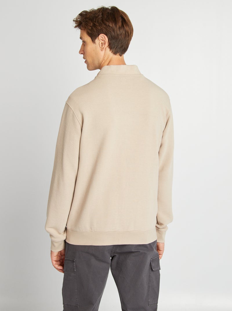 Felpa in maglia con apertura con zip BEIGE - Kiabi