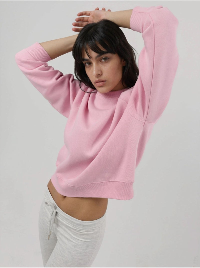 Felpa in maglia con girocollo e maniche lunghe busem Rosa pallido - Kiabi