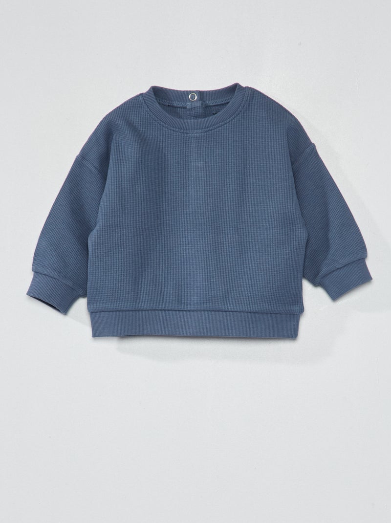 Felpa in maglia goffrata BLU - Kiabi