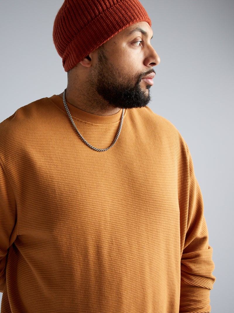 Felpa in maglia ottoman MARRONE - Kiabi
