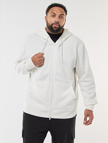 Felpa in maglia piqué con apertura con zip e cappuccio