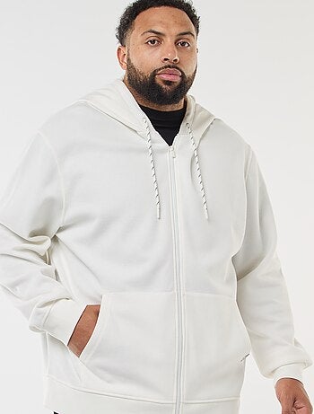 Felpa in maglia piqué con apertura con zip e cappuccio