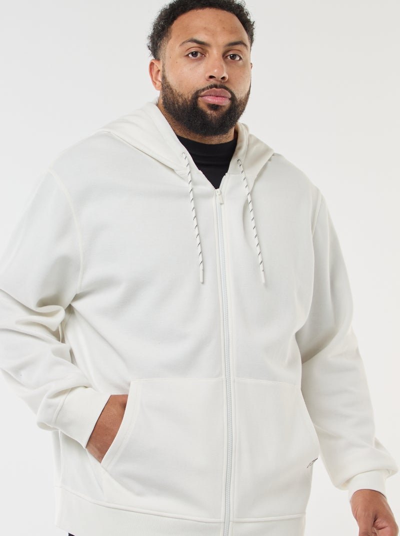 Felpa in maglia piqué con apertura con zip e cappuccio Bianco - Kiabi