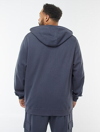 Felpa in maglia piqué con apertura con zip e cappuccio