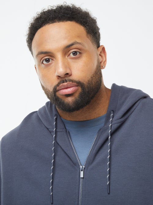 Felpa in maglia piqué con apertura con zip e cappuccio - Kiabi