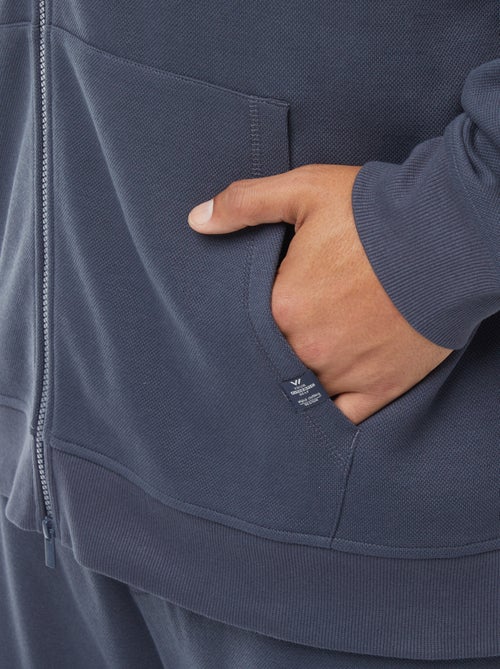 Felpa in maglia piqué con apertura con zip e cappuccio - Kiabi