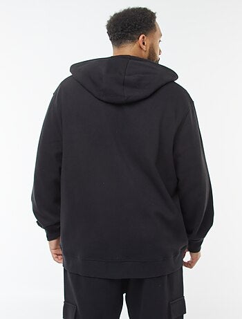 Felpa in maglia piqué con apertura con zip e cappuccio