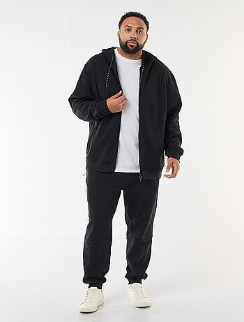 Felpa in maglia piqué con apertura con zip e cappuccio