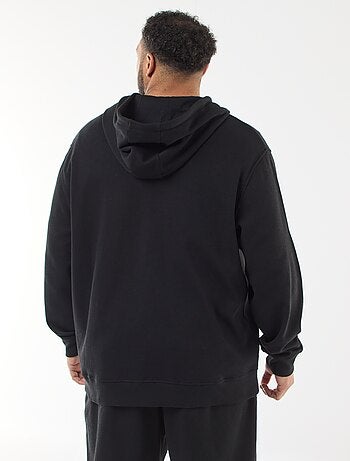 Felpa in maglia piqué con apertura con zip e cappuccio