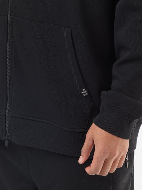 Felpa in maglia piqué con apertura con zip e cappuccio - Kiabi