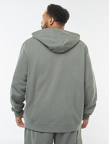 Felpa in maglia piqué con apertura con zip e cappuccio