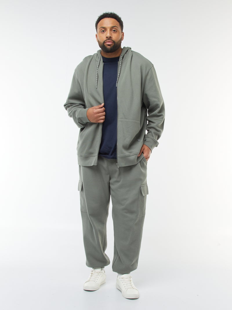 Felpa in maglia piqué con apertura con zip e cappuccio Verde - Kiabi