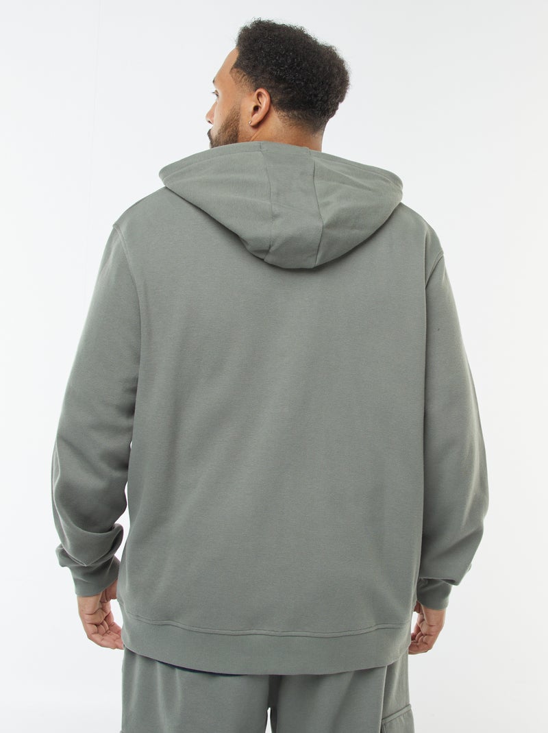 Felpa in maglia piqué con apertura con zip e cappuccio Verde - Kiabi