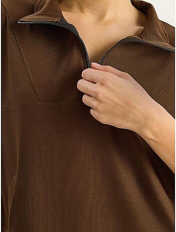 Felpa in maglia relaxed fit con collo con zip lucci