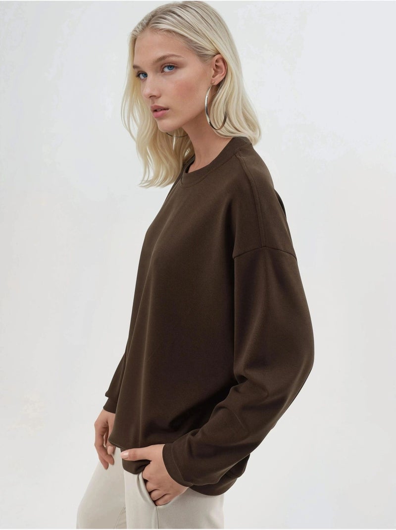 Felpa in maglia relaxed fit con girocollo busem Marrone scuro - Kiabi