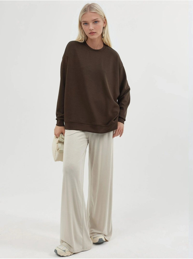 Felpa in maglia relaxed fit con girocollo busem Marrone scuro - Kiabi