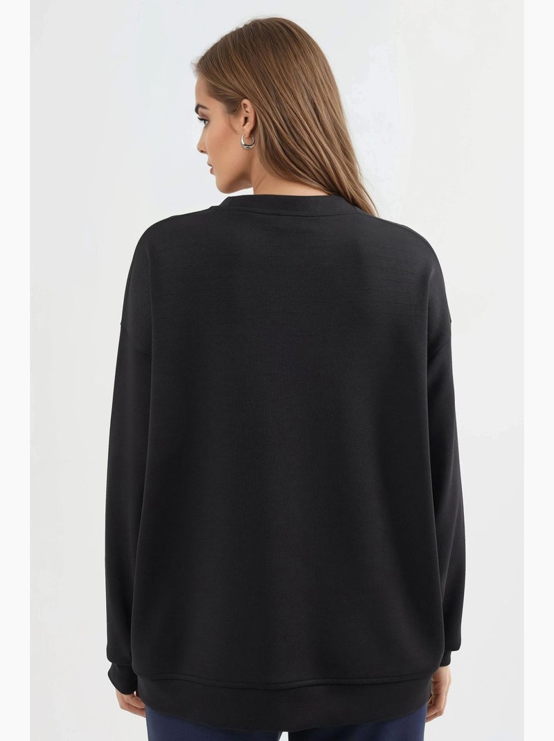 Felpa in maglia relaxed fit con girocollo busem Nero - Kiabi