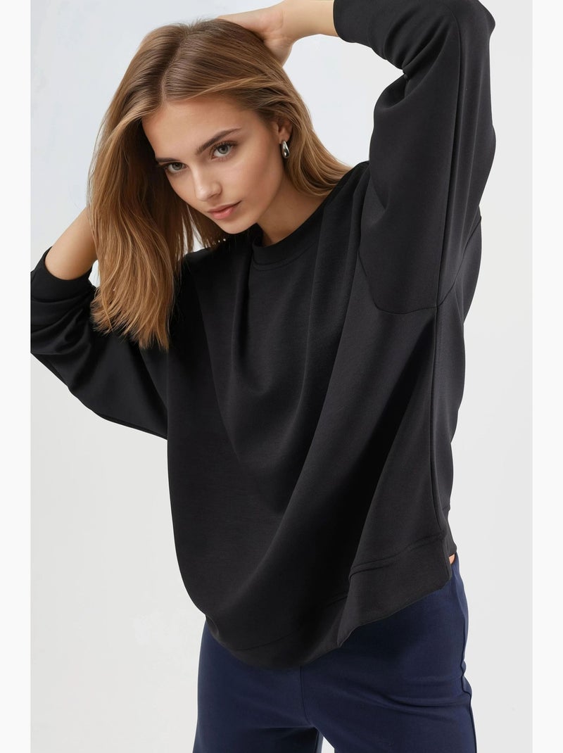 Felpa in maglia relaxed fit con girocollo busem Nero - Kiabi