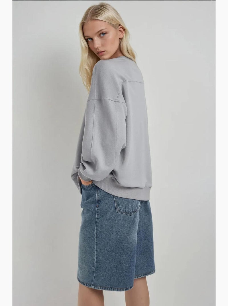 Felpa in maglia relaxed fit con girocollo hiccup Grigio - Kiabi