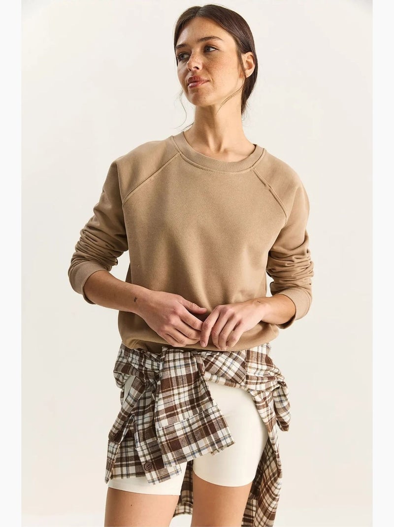 Felpa in maglia relaxed fit con girocollo lucci Beige argilla - Kiabi