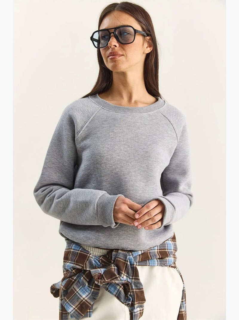 Felpa in maglia relaxed fit con girocollo lucci Grigio medio - Kiabi