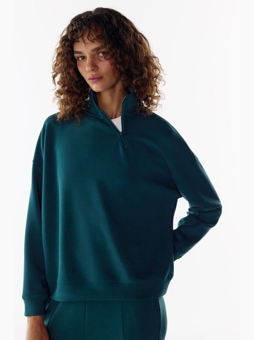 Felpa in modal con mezza zip penti - Kiabi Felpa in modal con mezza zip penti - Kiabi