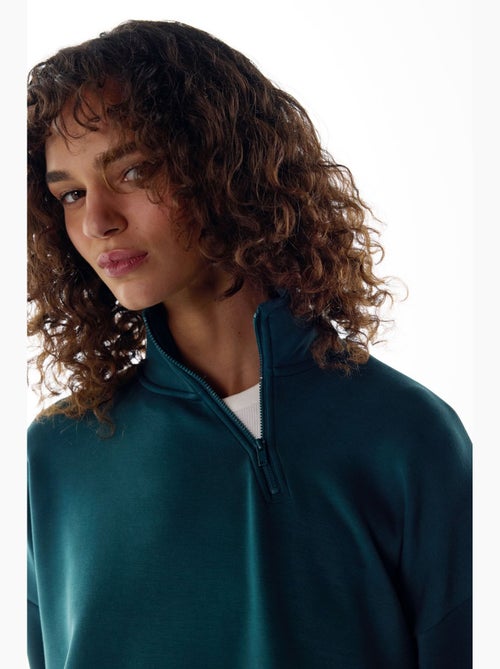 Felpa in modal con mezza zip penti - Kiabi Felpa in modal con mezza zip penti - Kiabi