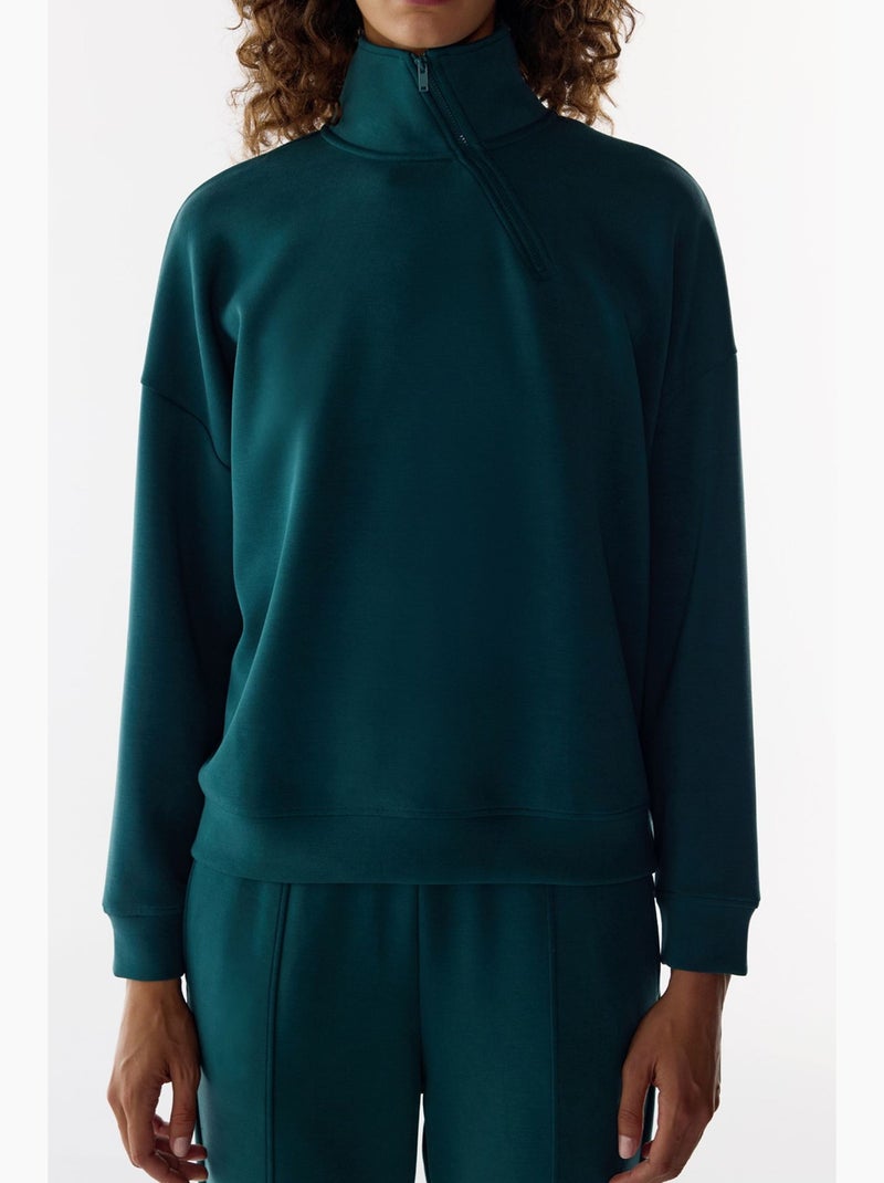 Felpa in modal con mezza zip penti Blu pavone - Kiabi