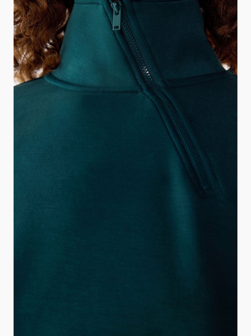 Felpa in modal con mezza zip penti Blu pavone - Kiabi