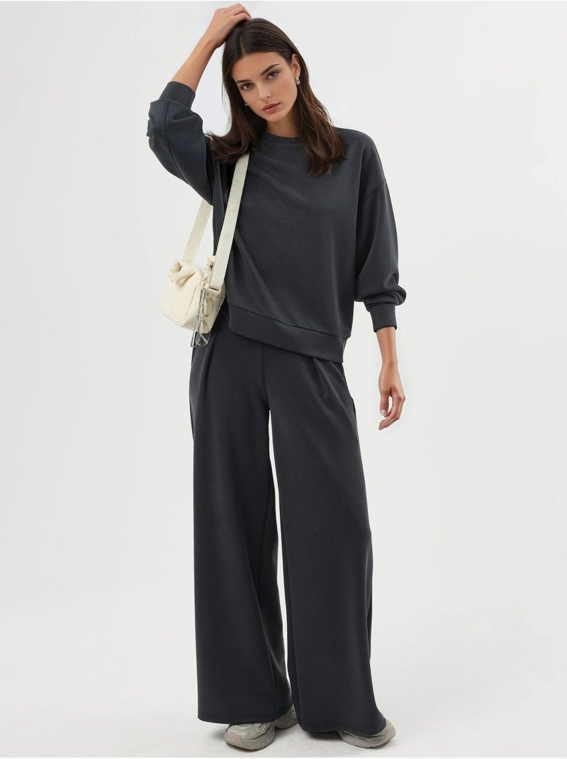 Felpa in modal relaxed fit con girocollo busem Grigio nero - Kiabi